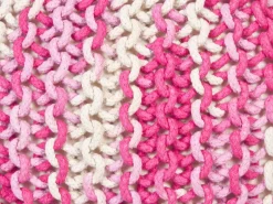 Pufe Redondo Em Tricot Branco E Rosa 50 X 35 Cm Conrad