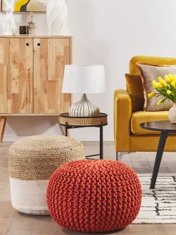 Pufe Redondo Em Tricot Cobre 50 X 35 Cm Conrad