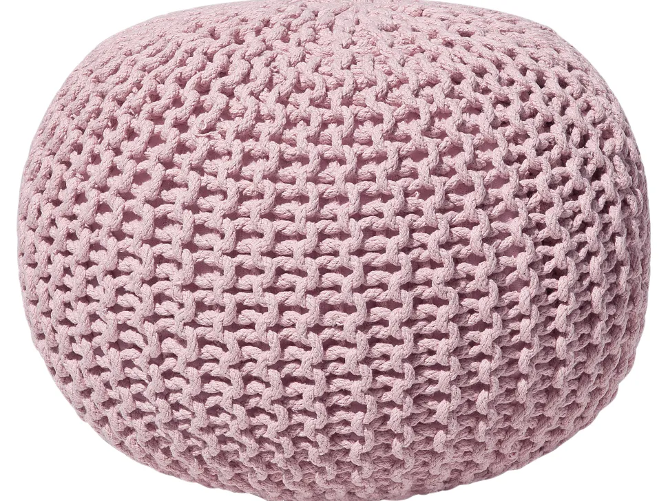 Pufe Redondo Em Tricot Rosa 50 X 35 Cm Conrad