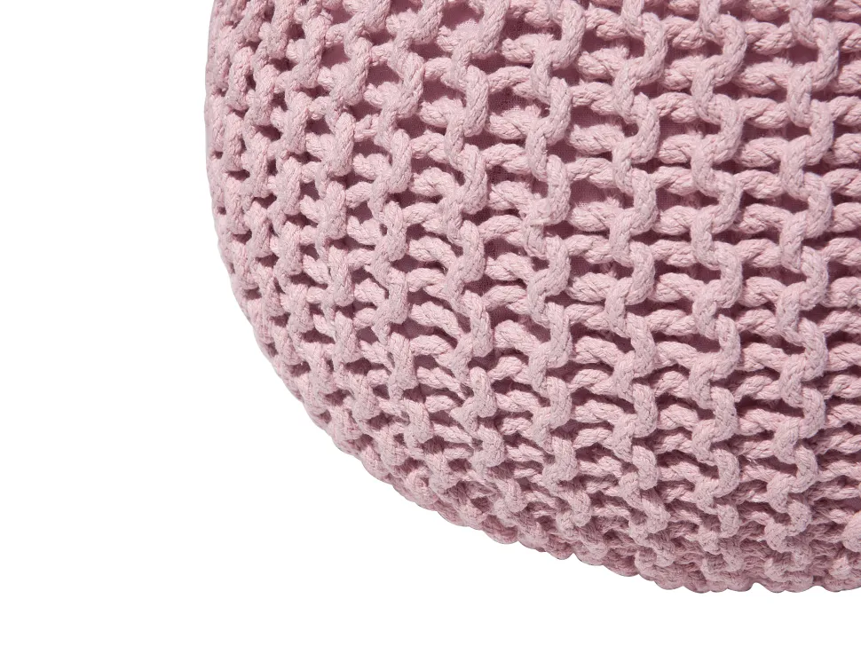 Pufe Redondo Em Tricot Rosa 50 X 35 Cm Conrad