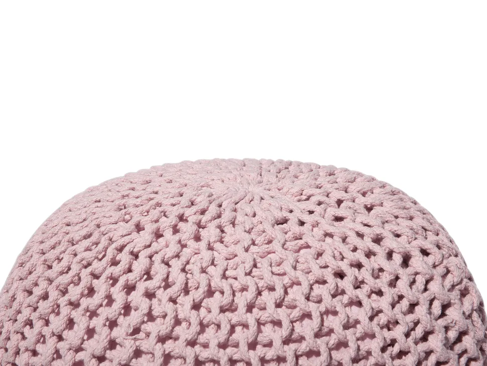Pufe Redondo Em Tricot Rosa 50 X 35 Cm Conrad