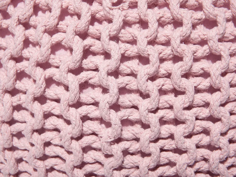 Pufe Redondo Em Tricot Rosa 50 X 35 Cm Conrad