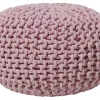 Pufe Redondo Em Tricot Rosa 40 X 25 Cm Conrad