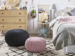 Pufe Redondo Em Tricot Rosa 40 X 25 Cm Conrad