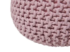 Pufe Redondo Em Tricot Rosa 40 X 25 Cm Conrad
