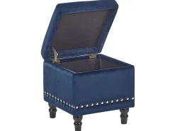 Repousa-Pes Em Veludo Azul Escuro Com Arrumação Loretto