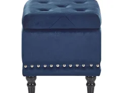 Repousa-Pes Em Veludo Azul Escuro Com Arrumação Loretto