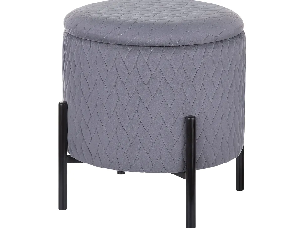 Repousa-Pes Em Veludo Cinzento Com Espaco De Arrumação Wenona