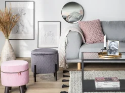 Repousa-Pes Em Veludo Cinzento Com Espaco De Arrumação Wenona