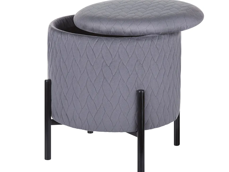 Repousa-Pes Em Veludo Cinzento Com Espaco De Arrumação Wenona