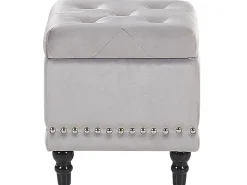 Repousa-Pes Em Veludo Cinzento Claro Com Arrumação Loretto