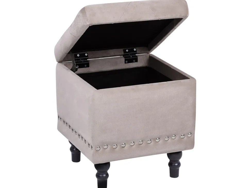 Repousa-Pes Em Veludo Rosa Salmao Com Arrumação Loretto