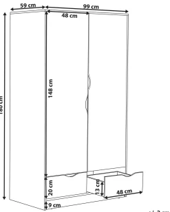 Roupeiro Com 2 Portas E 2 Gavetas Branco 180 Cm Bremen