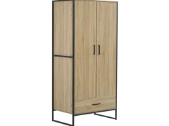 Roupeiro Com 2 Portas E Gaveta Castanho Claro 180 Cm Schwedt