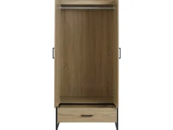 Roupeiro Com 2 Portas E Gaveta Castanho Claro 180 Cm Schwedt