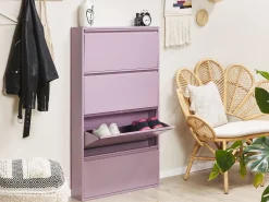 Sapateira Com 4 Gavetas Em Metal Violeta Torrens