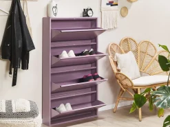Sapateira Com 4 Gavetas Em Metal Violeta Torrens