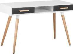 Secretaria / Toucador Branca E Cinzenta Com 2 Gavetas 120 X 45 Cm Frisco