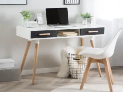 Secretaria / Toucador Branca E Cinzenta Com 2 Gavetas 120 X 45 Cm Frisco