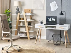 Secretaria / Toucador Branca E Castanha Com 2 Gavetas 120 X 45 Cm Frisco