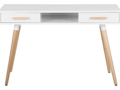 Secretaria / Toucador Branca E Castanha Com 2 Gavetas 120 X 45 Cm Frisco