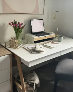 Secretaria Branca Com 2 Gavetas 120 X 70 Cm Sheslay