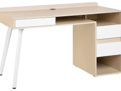Secretaria Branca E Castanha Clara Com 3 Gavetas 130 X 60 Cm Caracas