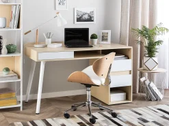 Secretaria Branca E Castanha Clara Com 3 Gavetas 130 X 60 Cm Caracas