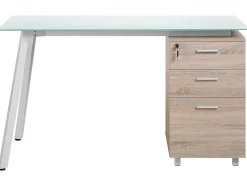Secretaria Branca E Castanha Clara Com 3 Gavetas 130 X 60 Cm Montevideo