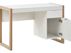 Secretaria Branca E Castanha Clara Com 1 Gaveta E 1 Porta 110 X 50 Cm Johnson