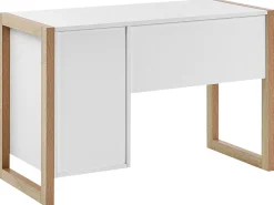 Secretaria Branca E Castanha Clara Com 1 Gaveta E 1 Porta 110 X 50 Cm Johnson