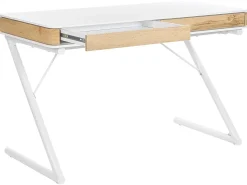 Secretaria Branca E Castanha Clara Com 2 Gavetas 120 X 60 Cm Fontana