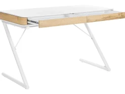 Secretaria Branca E Castanha Clara Com 2 Gavetas 120 X 60 Cm Fontana