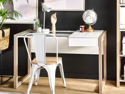 Secretaria Branca E Castanha Clara Com 1 Gaveta 120 X 60 Cm Jenks
