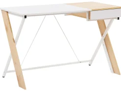 Secretaria Castanha Clara E Branca Com 1 Gaveta 120 X 60 Cm Hamden