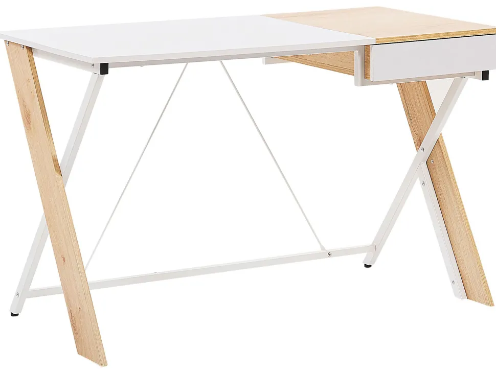 Secretaria Castanha Clara E Branca Com 1 Gaveta 120 X 60 Cm Hamden