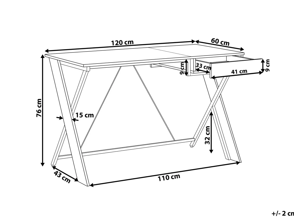 Secretaria Castanha Clara E Branca Com 1 Gaveta 120 X 60 Cm Hamden