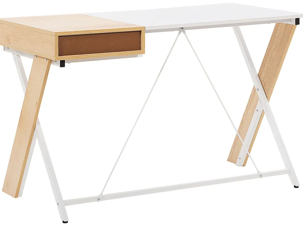 Secretaria Castanha Clara E Branca Com 1 Gaveta 120 X 60 Cm Hamden