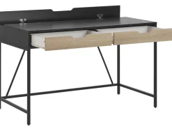 Secretaria Castanha Clara E Preta Com 2 Gavetas 120 X 60 Cm Jena