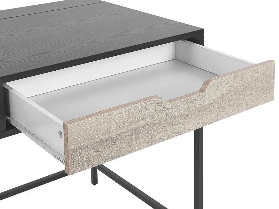 Secretaria Castanha Clara E Preta Com 2 Gavetas 120 X 60 Cm Jena