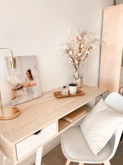 Secretaria Castanha Clara Com 2 Gavetas 120 X 48 Cm Clarita