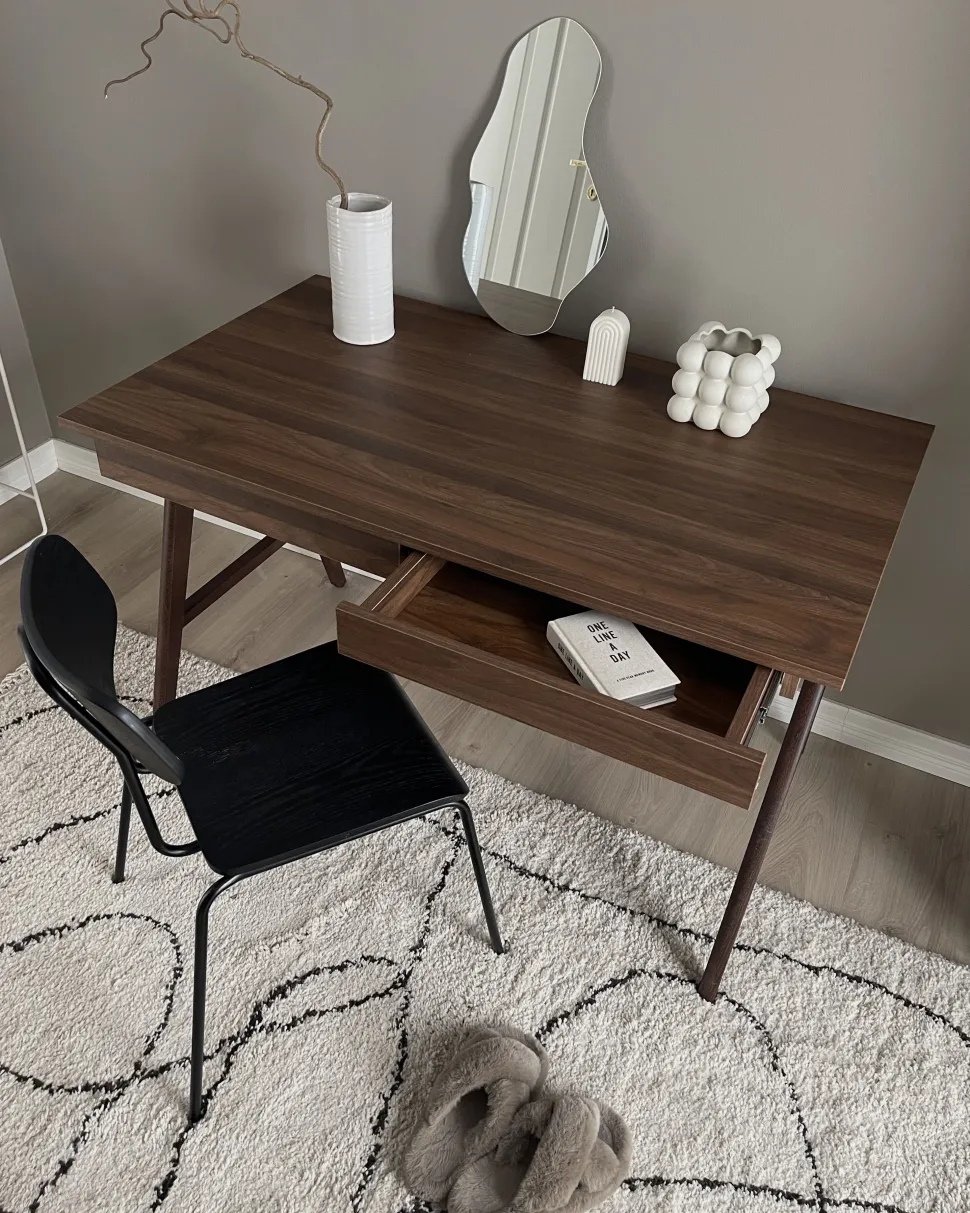 Secretaria Castanha Escura Com 2 Gavetas 120 X 70 Cm Sheslay