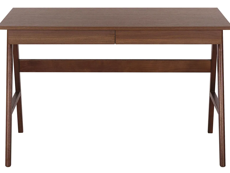 Secretaria Castanha Escura Com 2 Gavetas 120 X 70 Cm Sheslay