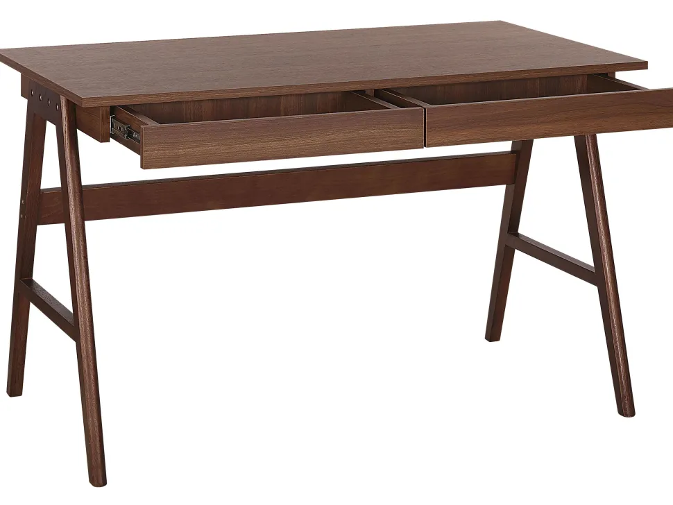 Secretaria Castanha Escura Com 2 Gavetas 120 X 70 Cm Sheslay