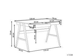 Secretaria Castanha Escura Com 2 Gavetas 120 X 70 Cm Sheslay