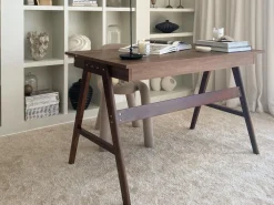 Secretaria Castanha Escura Com 2 Gavetas 120 X 70 Cm Sheslay