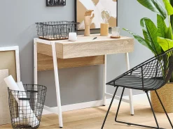 Secretaria Em Branco E Castanho Claro Com 1 Gaveta 84 X 48 Cm Carter