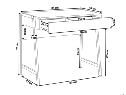 Secretaria Em Branco E Castanho Claro Com 1 Gaveta 84 X 48 Cm Carter