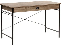 Secretaria Em Castanho Escuro E Preto Com 1 Gaveta 120 X 60 Cm Casco