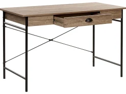 Secretaria Em Castanho Escuro E Preto Com 1 Gaveta 120 X 60 Cm Casco